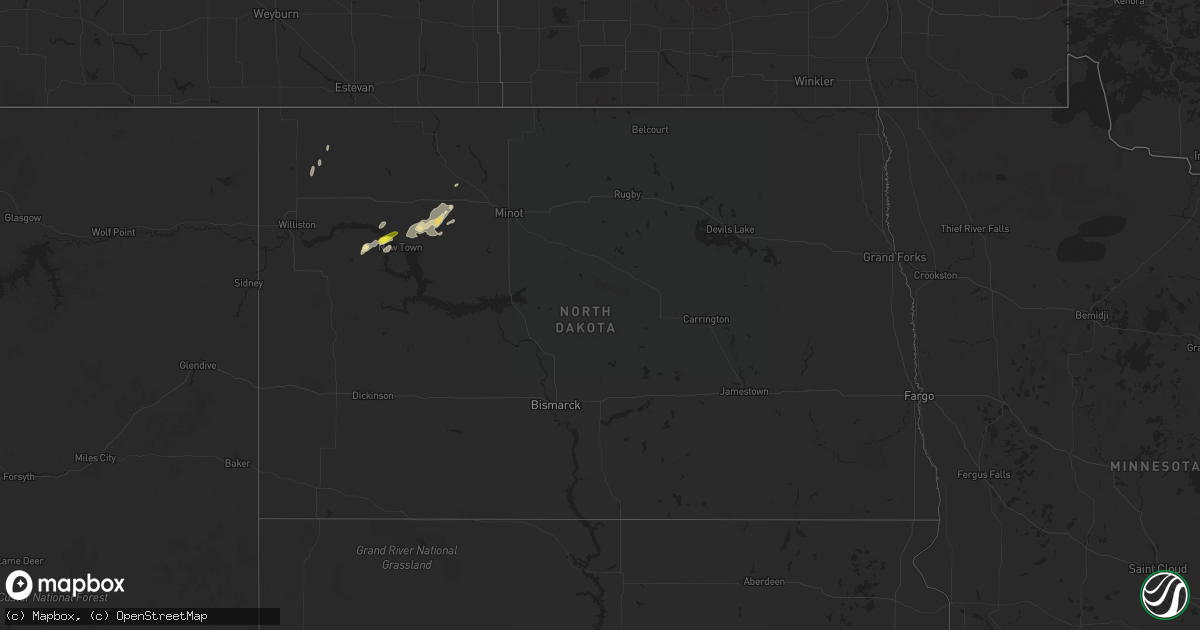 Hail map in North Dakota on August 24, 2019