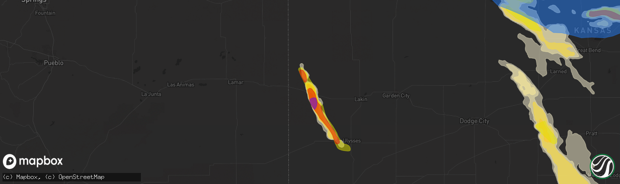 Hail map in Syracuse, KS on August 24, 2019