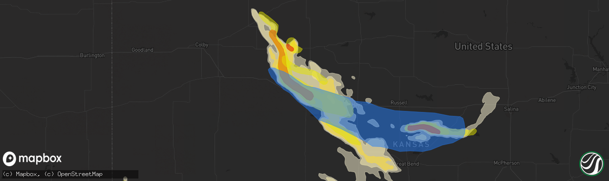 Hail map in Wakeeney, KS on August 24, 2019