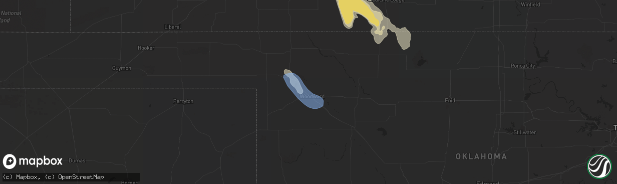 Hail map in Woodward, OK on August 24, 2019