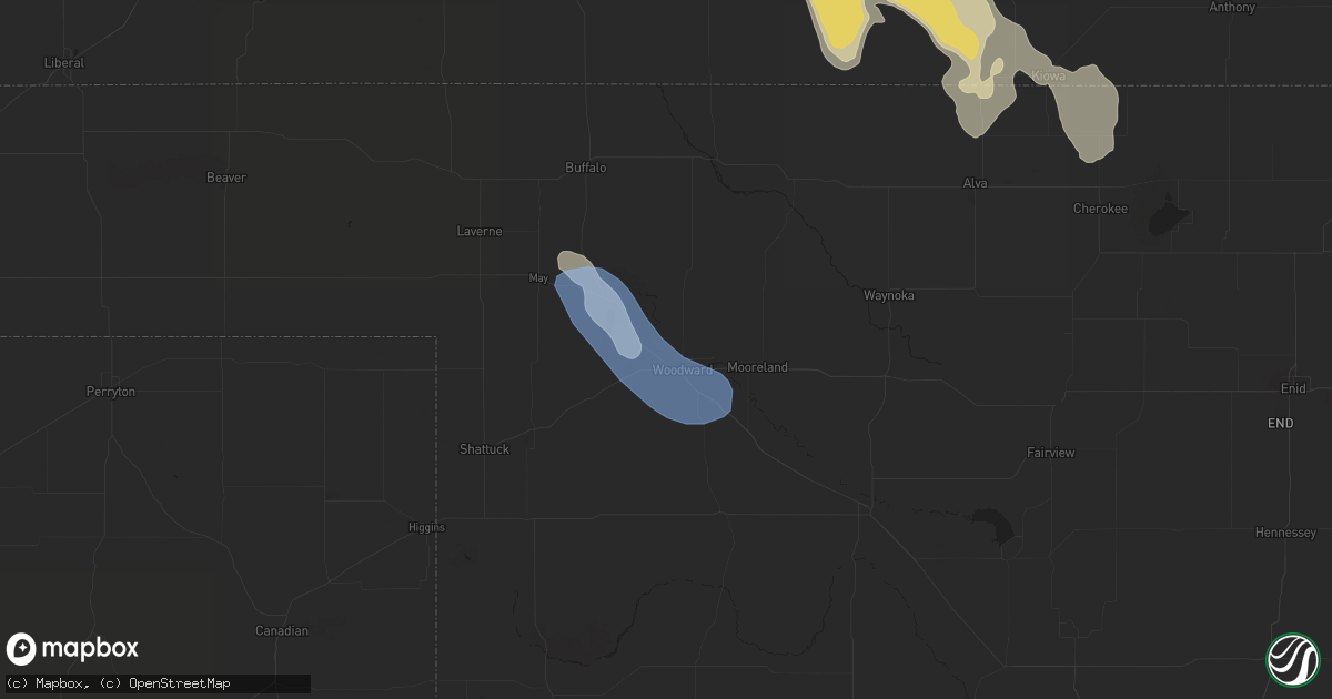 Hail map in Woodward, OK on August 24, 2019