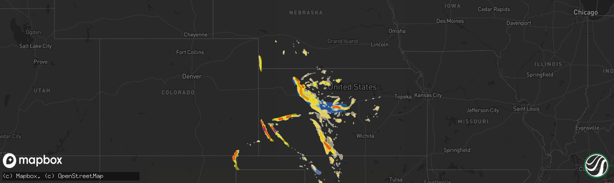 Hail map on August 24, 2019