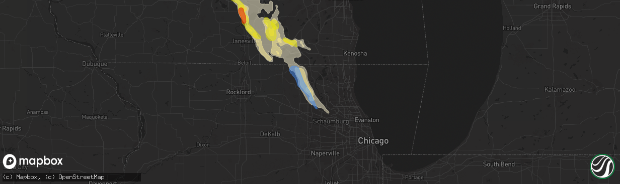 Hail map in Crystal Lake, IL on August 24, 2020