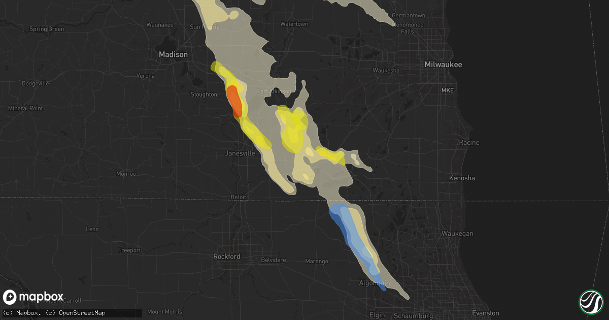 Hail map in Delavan, WI on August 24, 2020