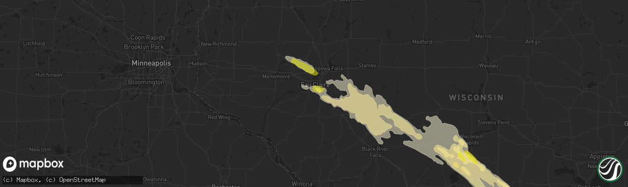 Hail map in Eau Claire, WI on August 24, 2020