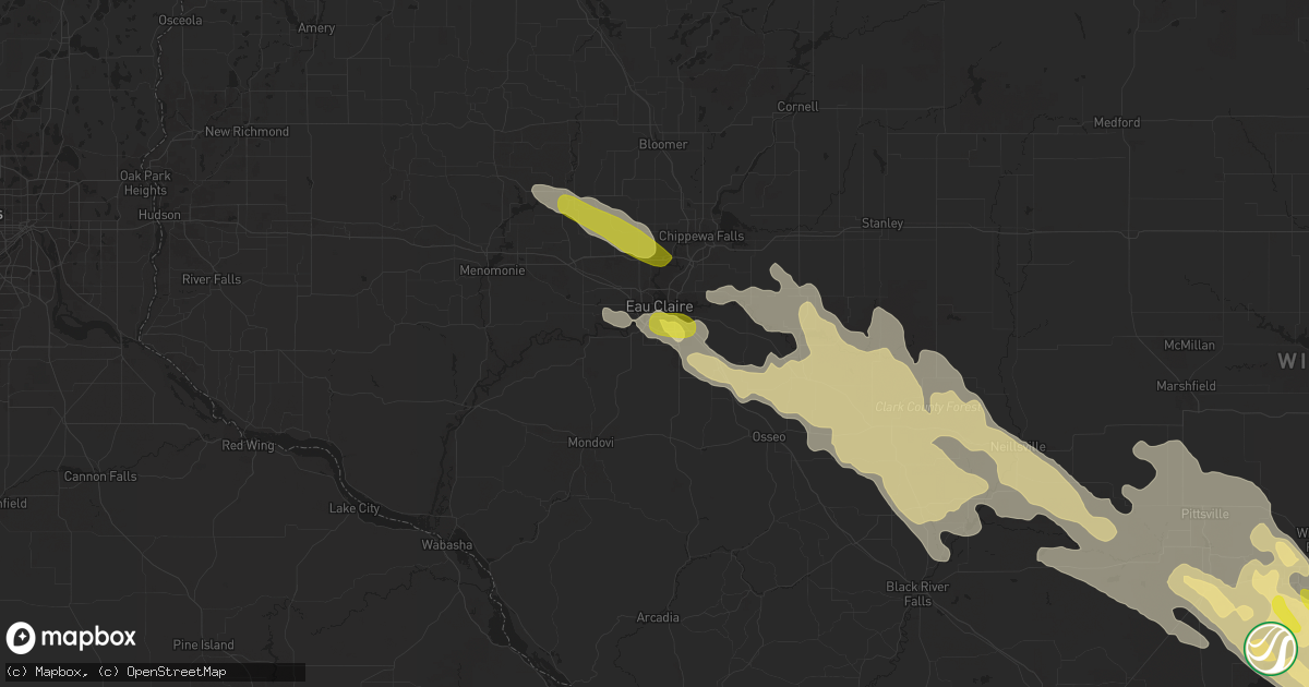 Hail map in Eau Claire, WI on August 24, 2020