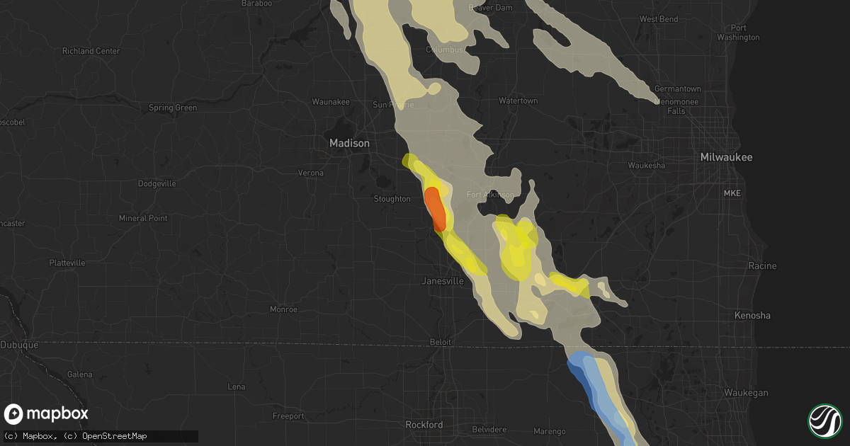 Hail map in Edgerton, WI on August 24, 2020