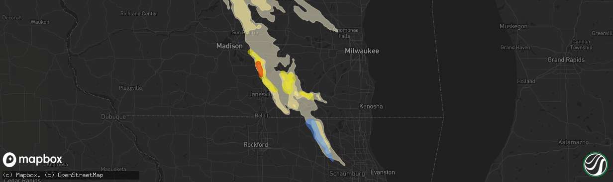 Hail map in Elkhorn, WI on August 24, 2020