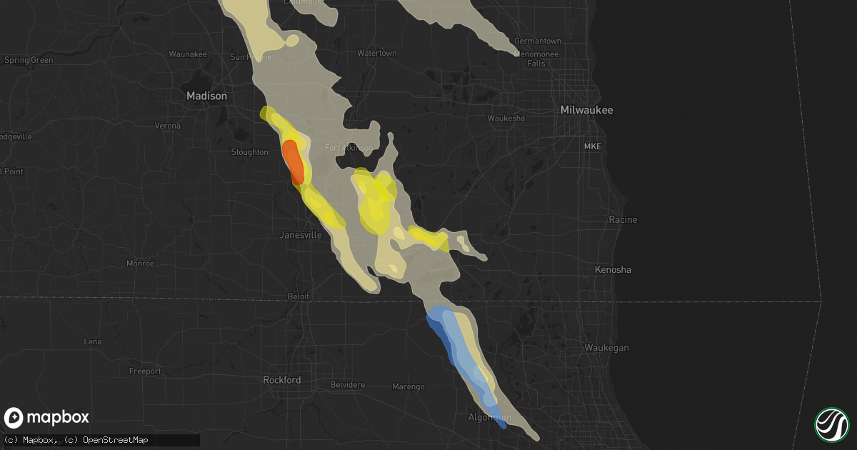 Hail map in Elkhorn, WI on August 24, 2020