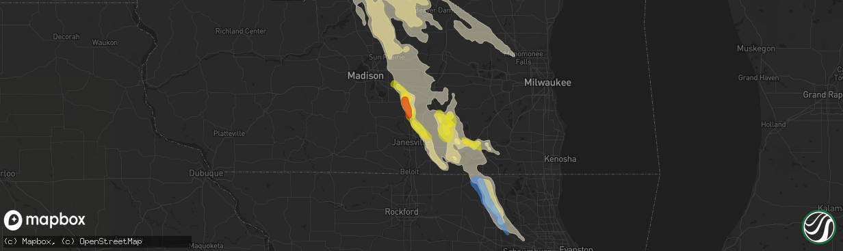 Hail map in Milton, WI on August 24, 2020