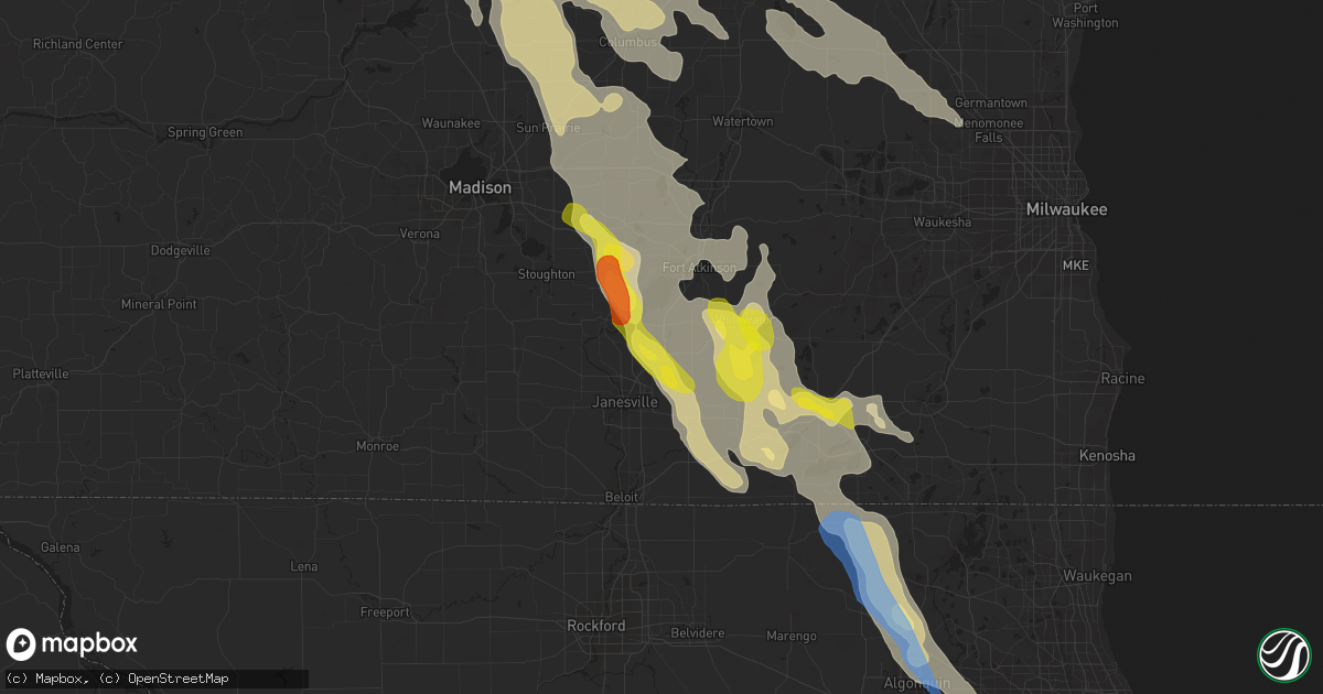 Hail map in Milton, WI on August 24, 2020