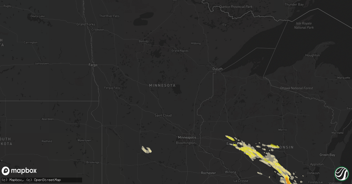 Hail map in Minnesota on August 24, 2020