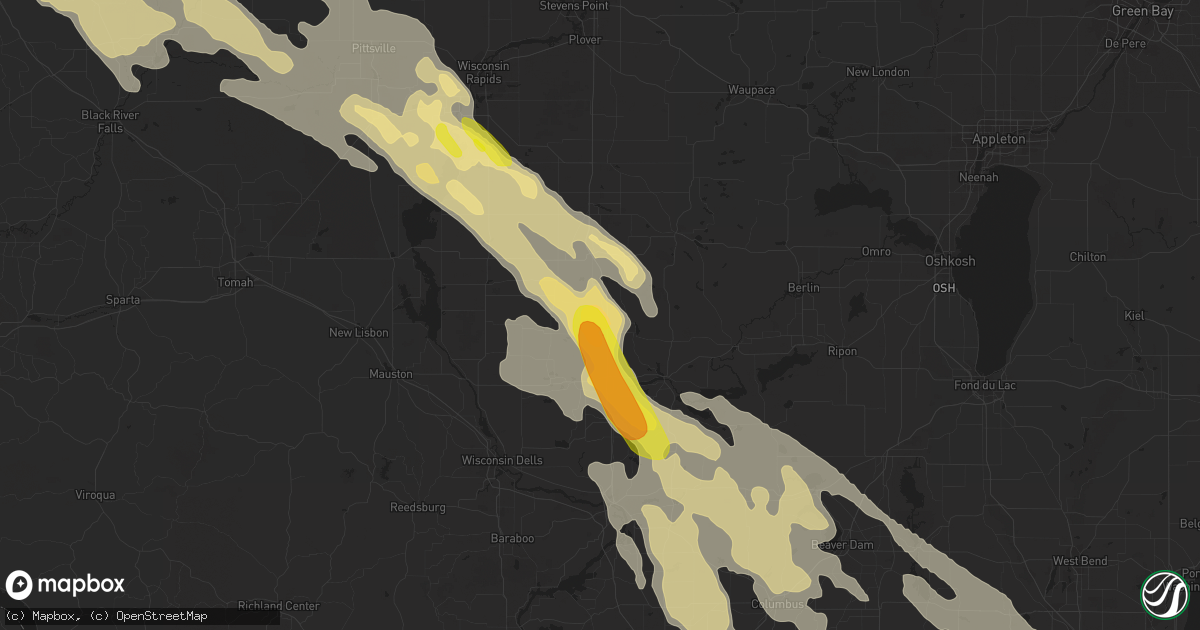 Hail map in Westfield, WI on August 24, 2020