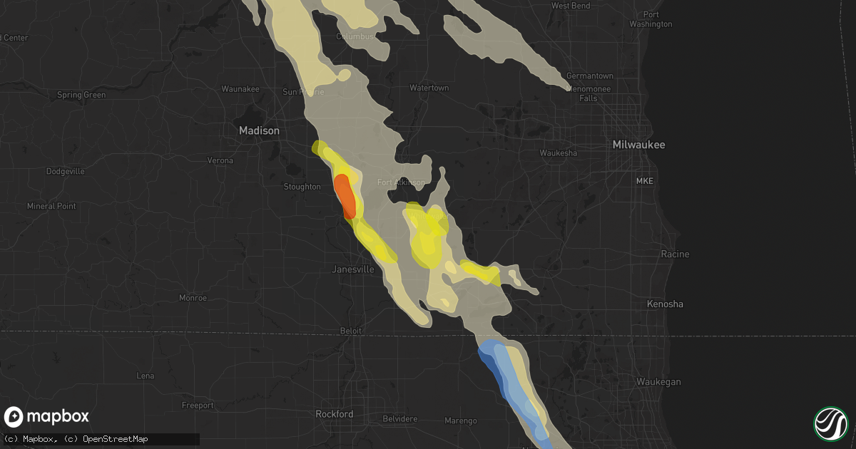 Hail map in Whitewater, WI on August 24, 2020