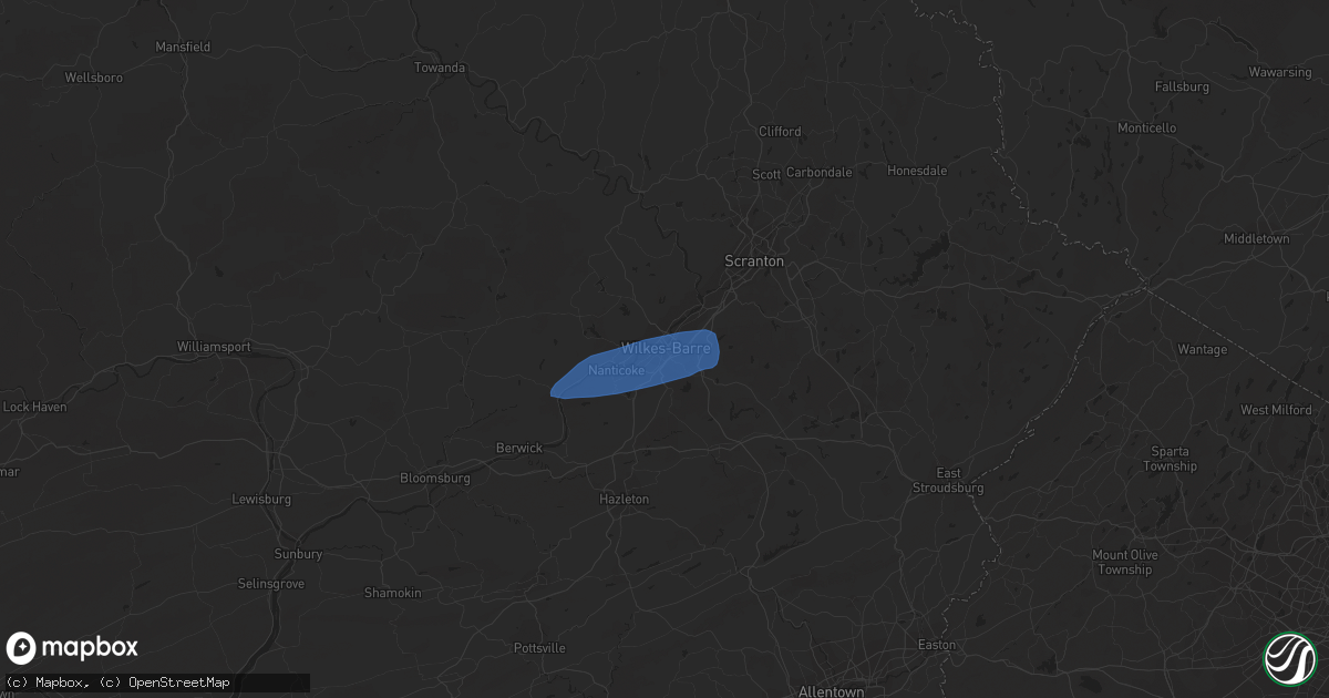 Hail map in Wilkes Barre, PA on August 24, 2020