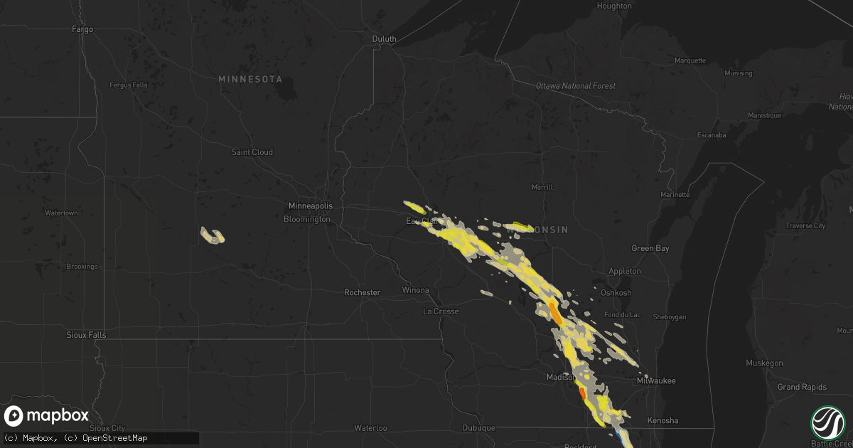 Hail map on August 24, 2020