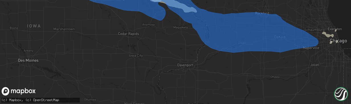 Hail map in Chicago, IL on August 24, 2021