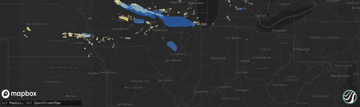 Hail map in Illinois on August 24, 2021