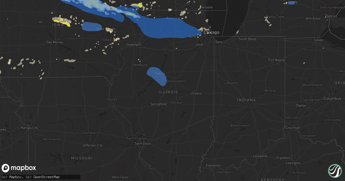 Hail map in Illinois on August 24, 2021