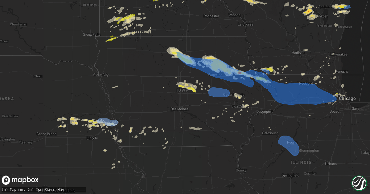 Hail map in Iowa on August 24, 2021