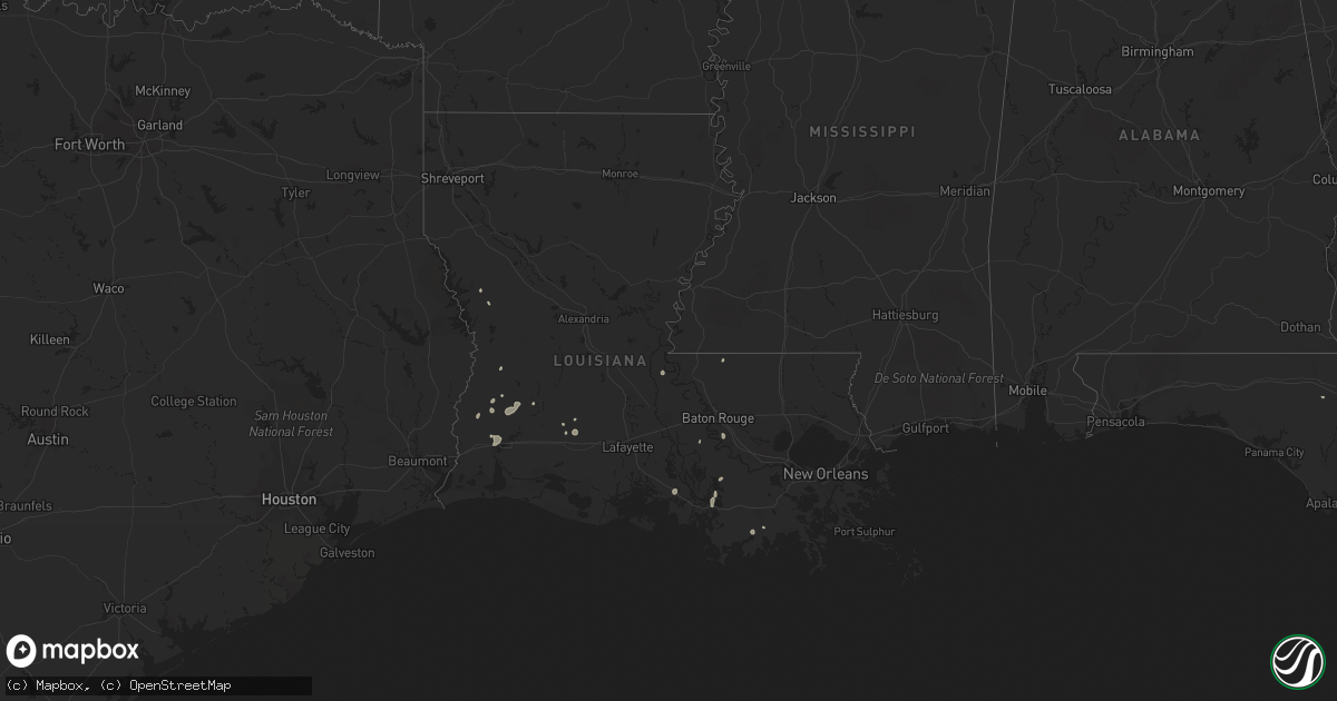 Hail map in Louisiana on August 24, 2021