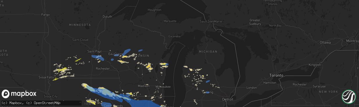 Hail map in Michigan on August 24, 2021