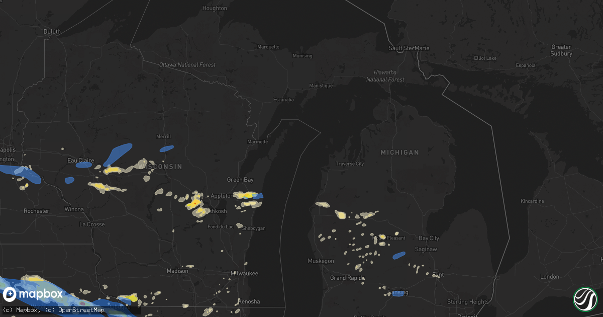 Hail map in Michigan on August 24, 2021