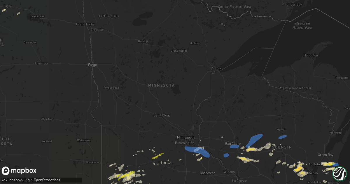 Hail map in Minnesota on August 24, 2021