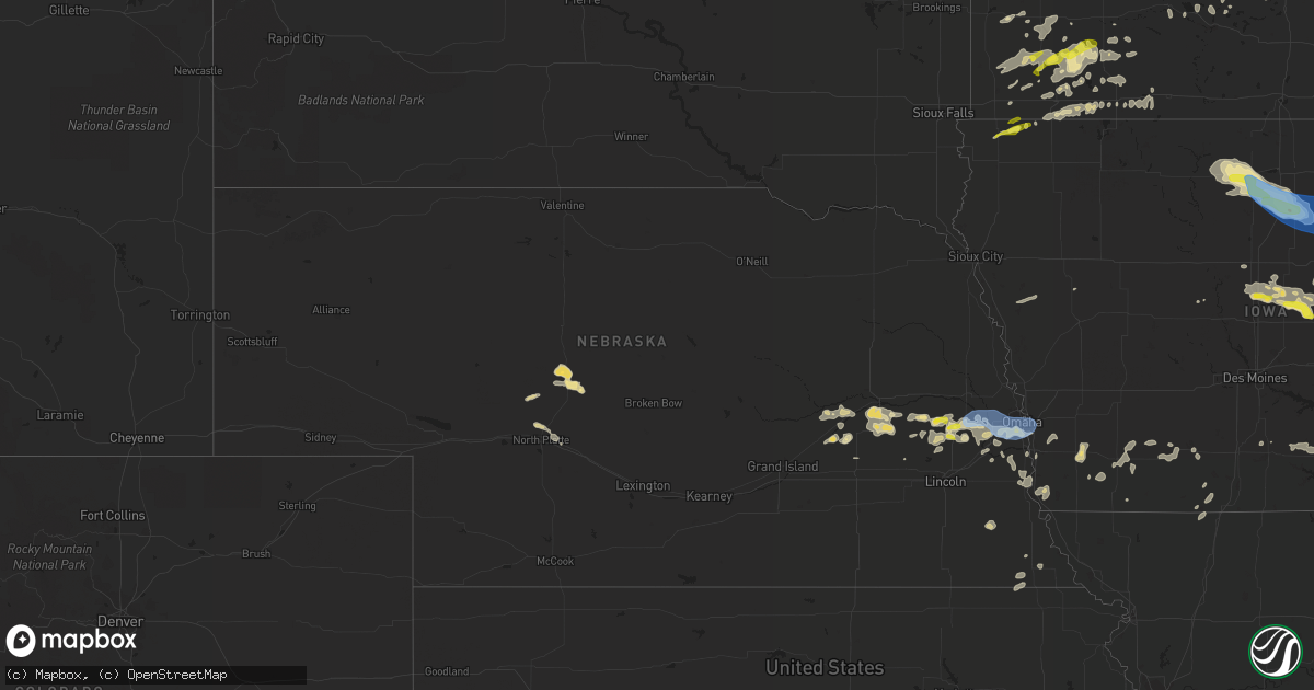 Hail map in Nebraska on August 24, 2021