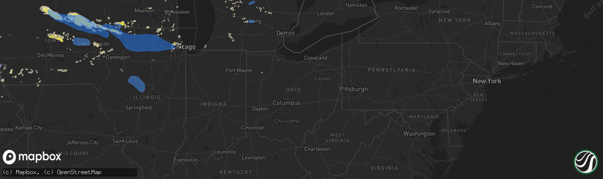 Hail map in Ohio on August 24, 2021