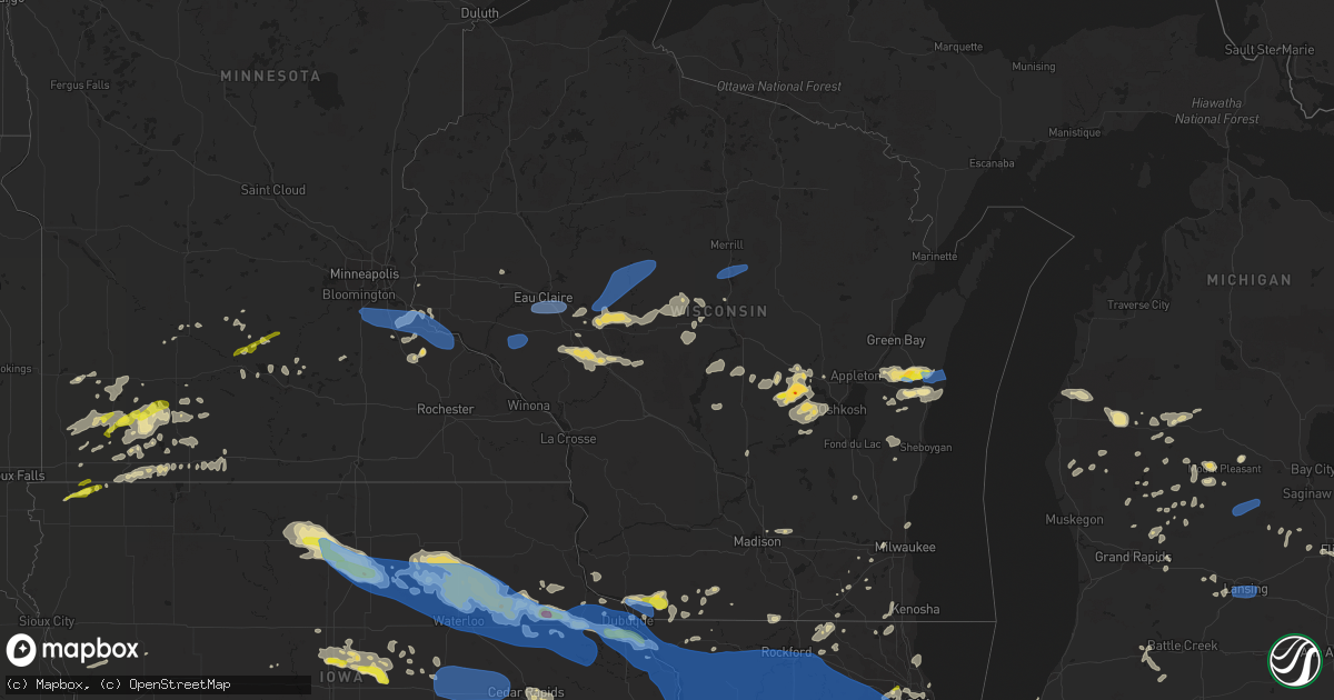 Hail map in Wisconsin on August 24, 2021