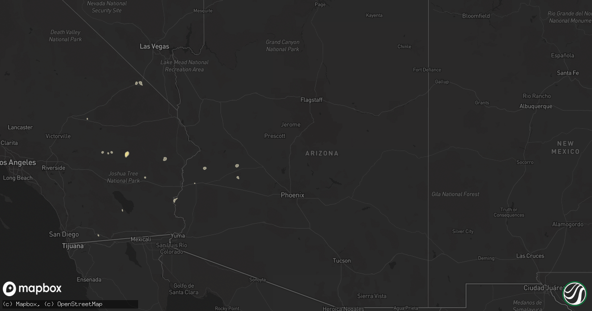 Hail map in Arizona on August 24, 2022