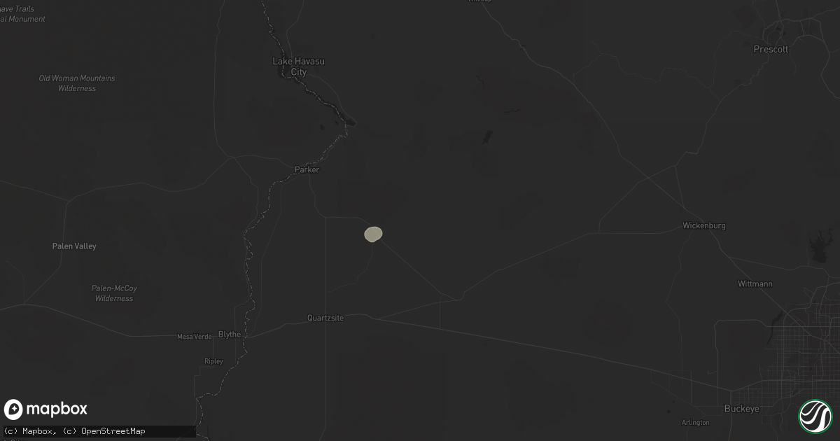 Hail map in Bouse, AZ on August 24, 2022
