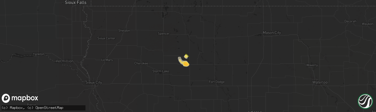 Hail map in Havelock, IA on August 24, 2022