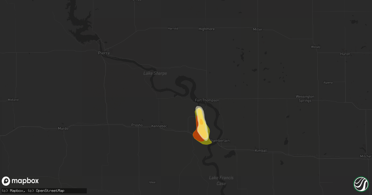 Hail map in Lower Brule, SD on August 24, 2022