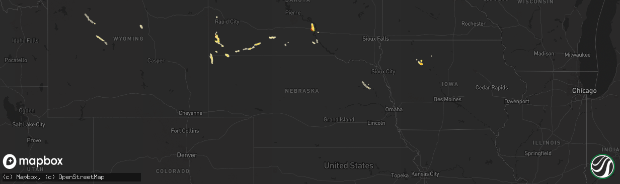 Hail map in Nebraska on August 24, 2022