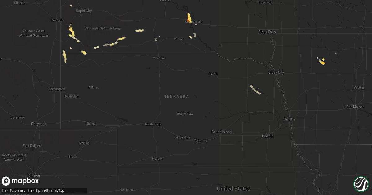 Hail map in Nebraska on August 24, 2022