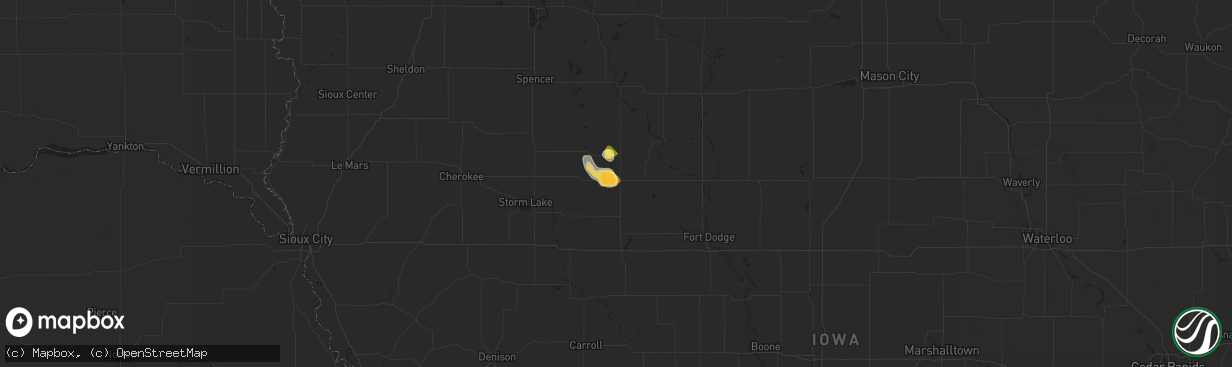 Hail map in Pocahontas, IA on August 24, 2022