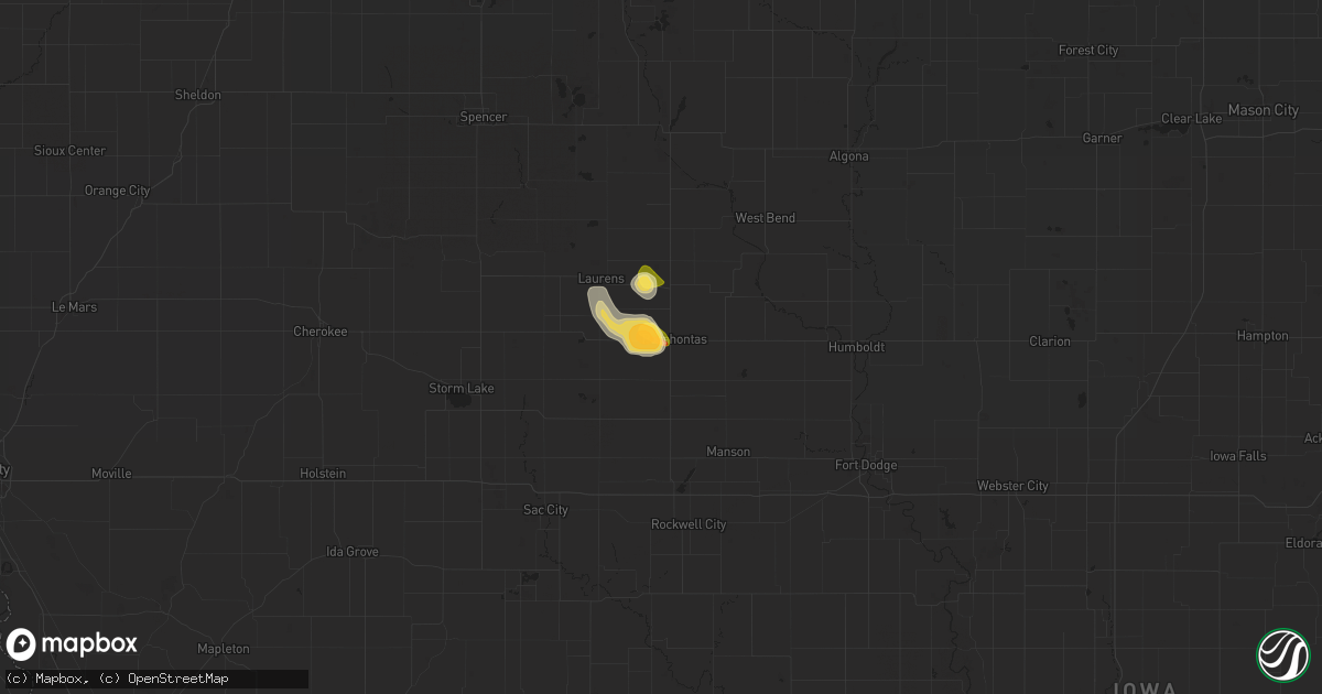 Hail map in Pocahontas, IA on August 24, 2022