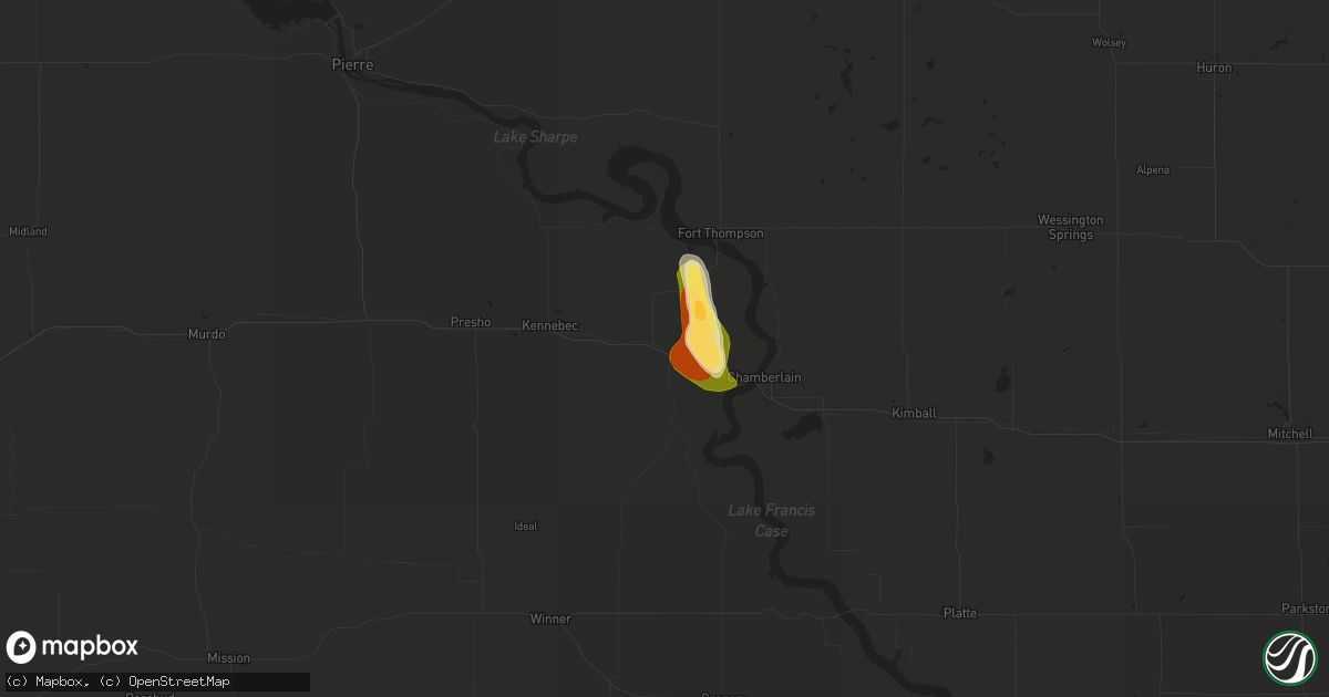 Hail map in Reliance, SD on August 24, 2022