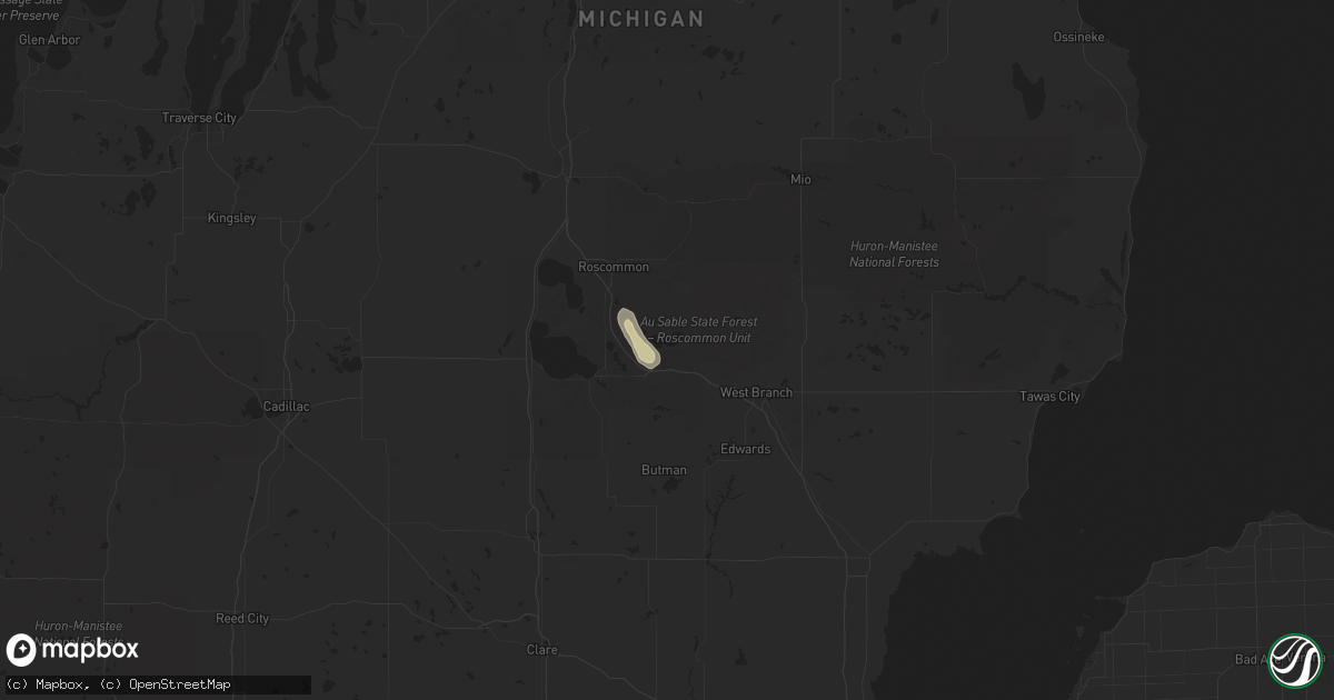 Hail map in Saint Helen, MI on August 24, 2022