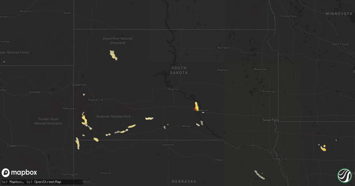 Hail map in South Dakota on August 24, 2022