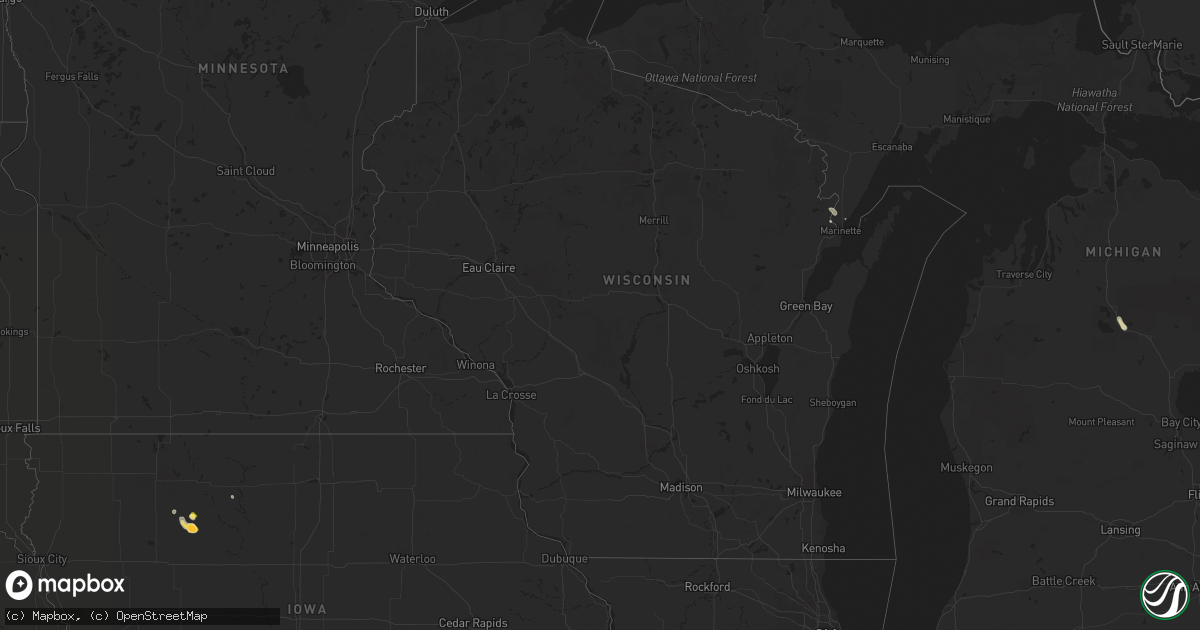 Hail map in Wisconsin on August 24, 2022