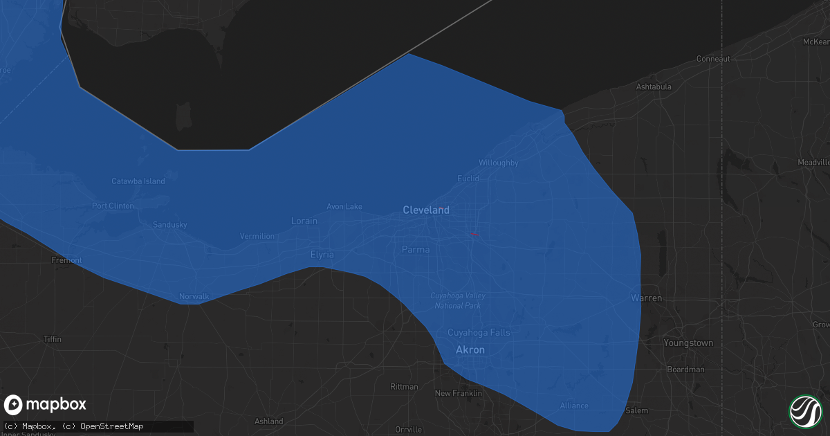 Hail map in Cleveland, OH on August 24, 2023