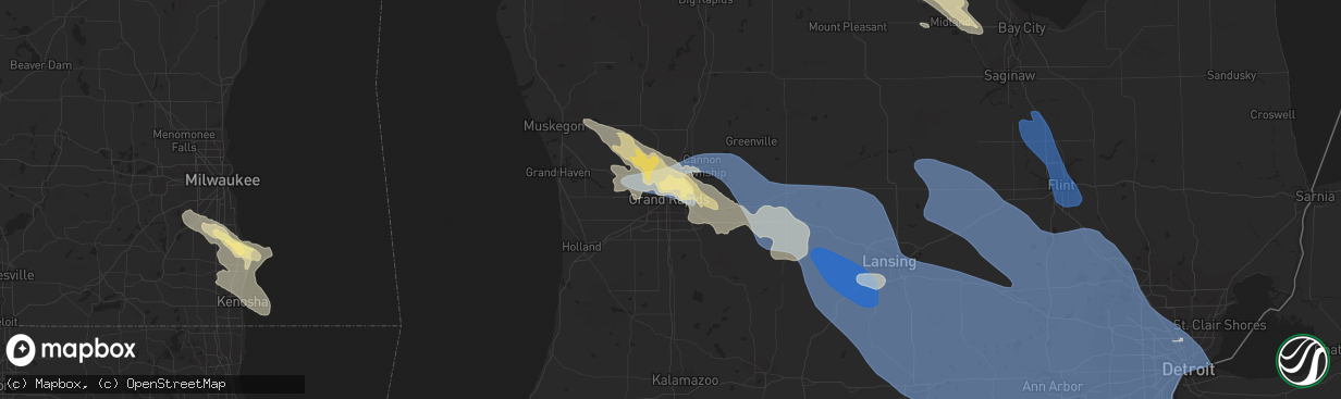 Hail map in Grand Rapids, MI on August 24, 2023
