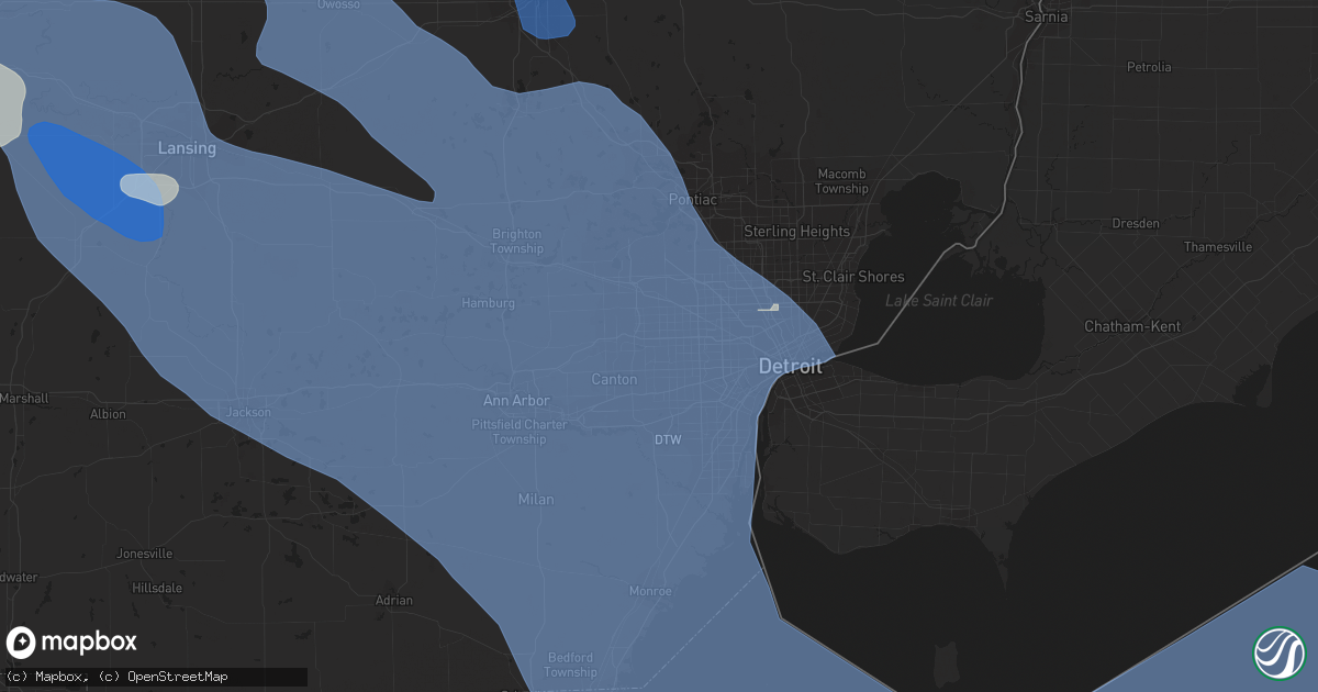 Hail map in Livonia, MI on August 24, 2023
