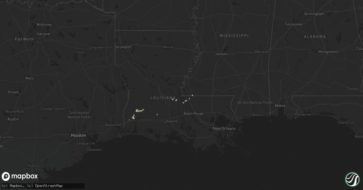 Hail map in Louisiana on August 24, 2023