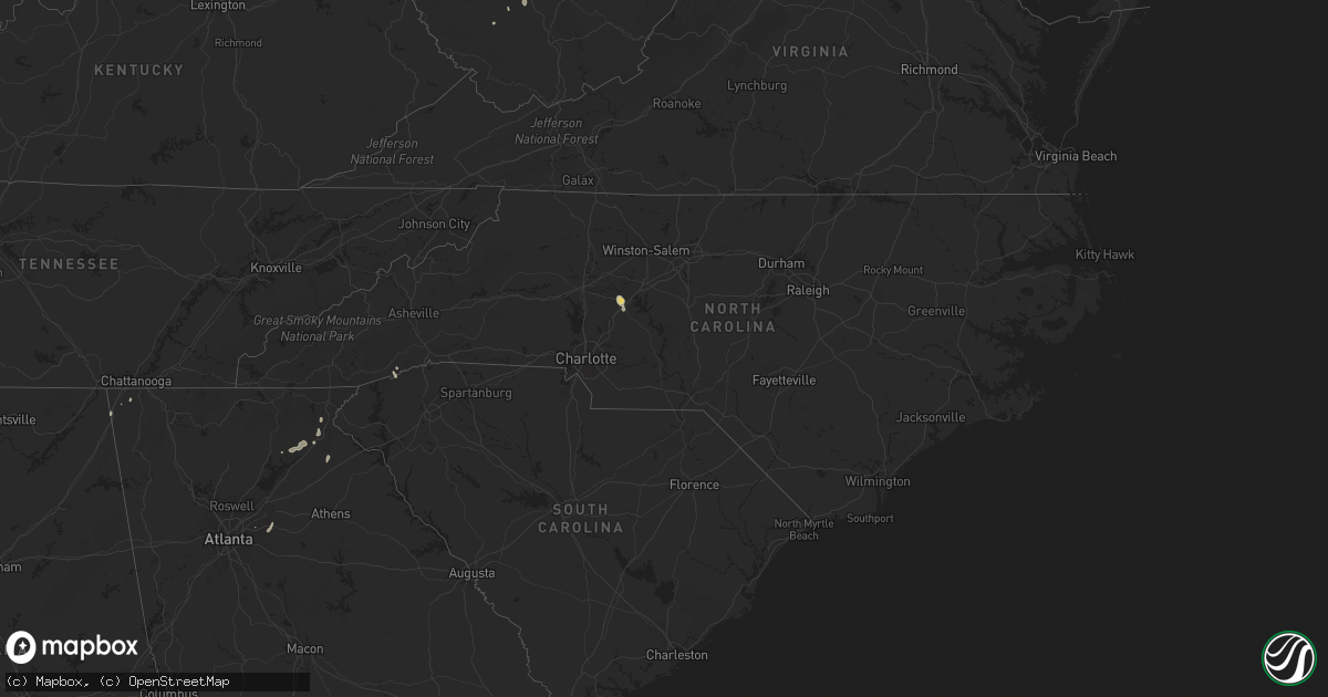Hail map in North Carolina on August 24, 2023