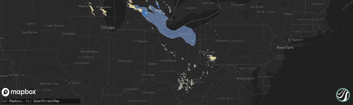 Hail map in Ohio on August 24, 2023