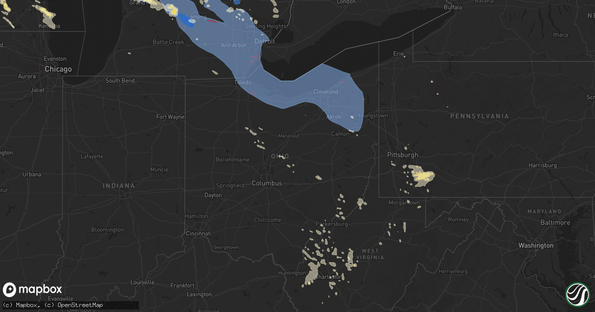 Hail map in Ohio on August 24, 2023